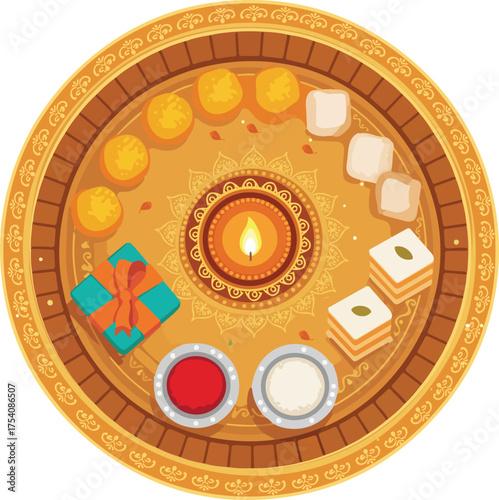 Festive Pooja Thali with Diwali Offerings