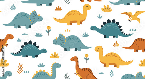 A charming collection of pixelated dinosaurs in various colors and poses.
