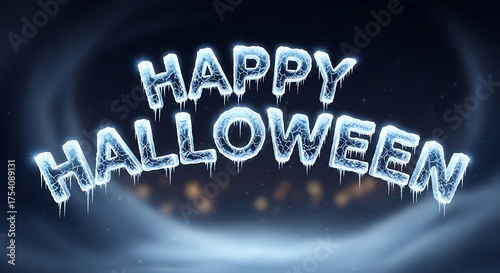 Frozen happy halloween text on a dark blue background