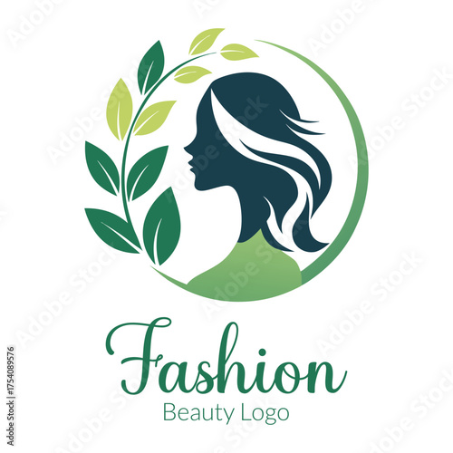 Elegant silhouette of a woman s profile adorned with lush green leaves and branches symbolizing natural beauty and organic fashion