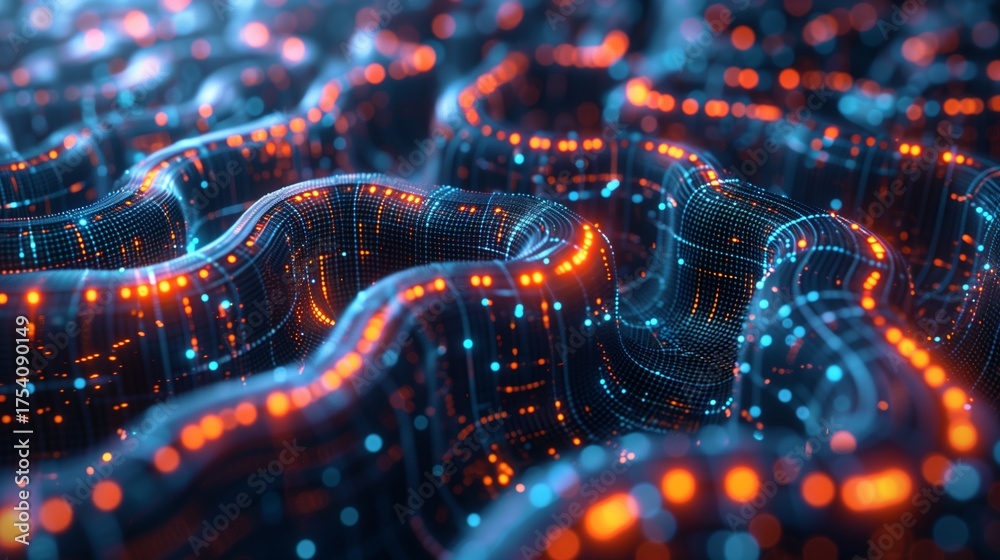Obraz premium abstract digital landscape with illuminated circuit patterns