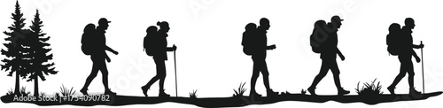 Silhouette of Mountain Climber Hiking in Nature
