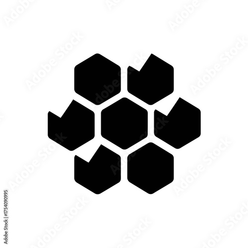 Abstract Geometric Hexagon Pattern Icon with Honeycomb Structure and Stylized Petal Elements, Modern Vector Design