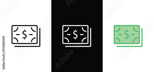 Money bill isolated on white background. Vector illustration.