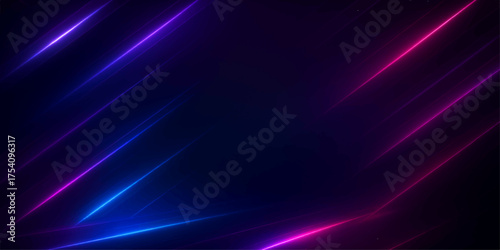 Abstract purple background with glowing blue lines and wave motion displaying bright energy in a dark space texture