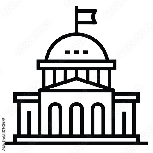 Parliament Government Building Line Icon Vector