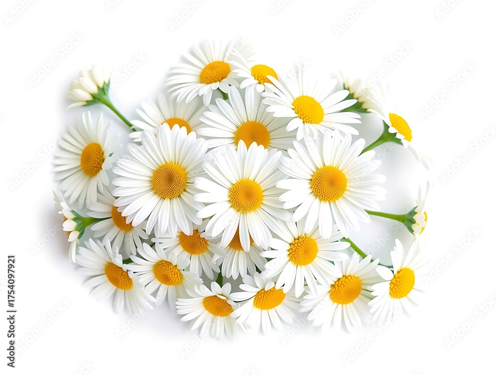 Fototapeta premium Daisy flower cluster, isolated on white background
