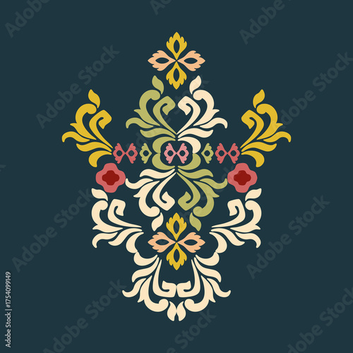 abstract floral ornament damask face inspired.