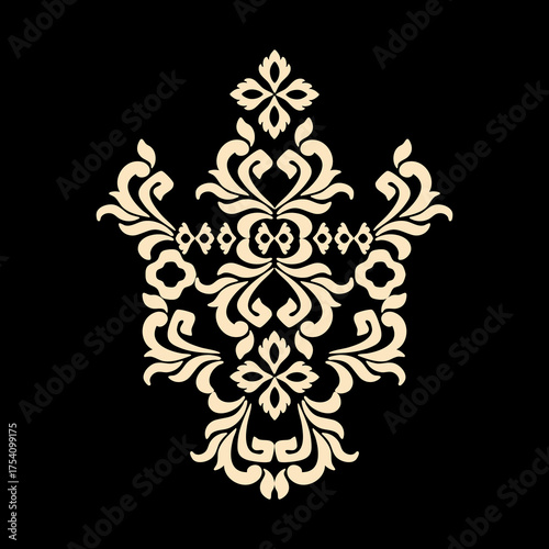 black and white floral ornament, thai traditional