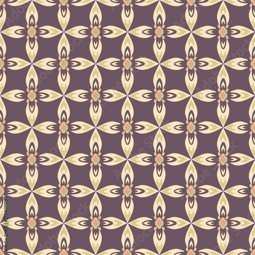 Vintage Ikat and Geometric Pattern in Mauve and Purple Shades
