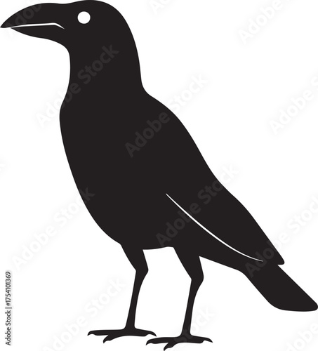Black crow silhouette cawing vector illustration flat design
