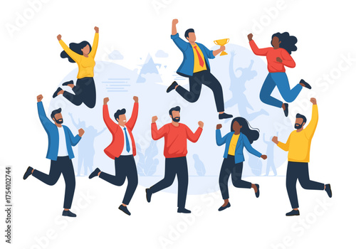A Diverse Group of People Celebrating Their Success Together with Joyful Energy.