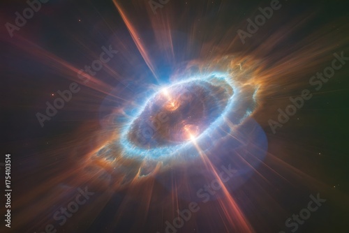 Fototapeta Naklejka Na Ścianę i Meble -  A cosmic explosion of light and color creates a stunning nebula in deep space