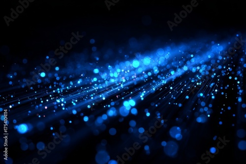 Abstract Digital Background with Bright Glowing Dots in Dark Blue Hue for Technology and Science Themes