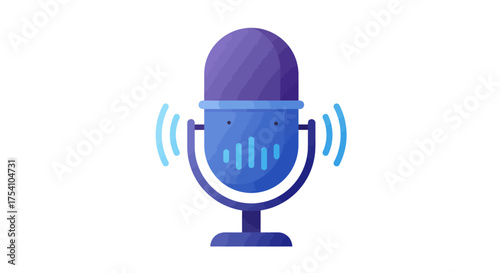 Vibrant Gradient Microphone Vector Icon for Podcasting and Digital Communication, Representing Voice Recording, Audio Streaming, and Online Media Content Creation
