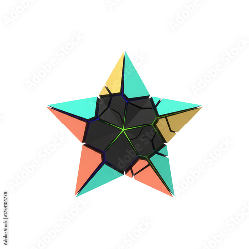 Stunning shattered star artwork with vibrant colors and modern design, perfect for adding a unique touch to your creative projects and designs now
