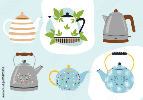 A collection of diverse teapots showcasing various designs and decorative elements used in kitchens.