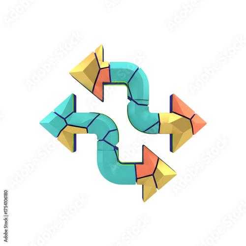Stylized arrows pointing in all directions, perfect for showcasing navigation, guidance, or a sense of movement in modern designs and creative projects