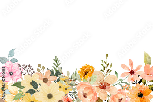 Watercolor flowers background vector for design.