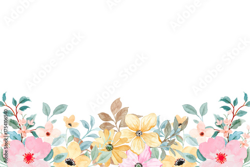 Watercolor flowers background vector for design.