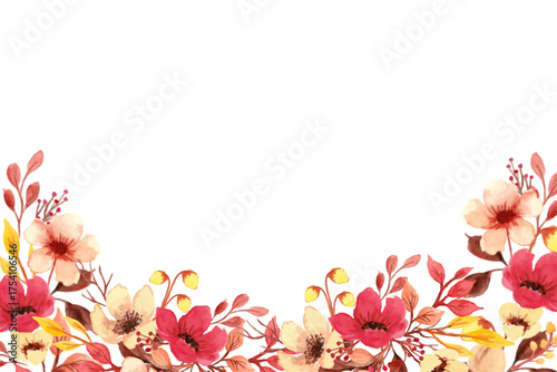 Watercolor flowers background vector for design.