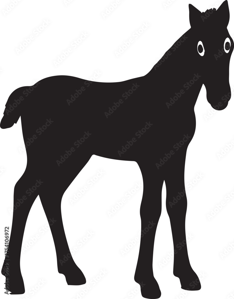 Obraz premium Horse animal silhouette vector, black and white silhouette vector illustration