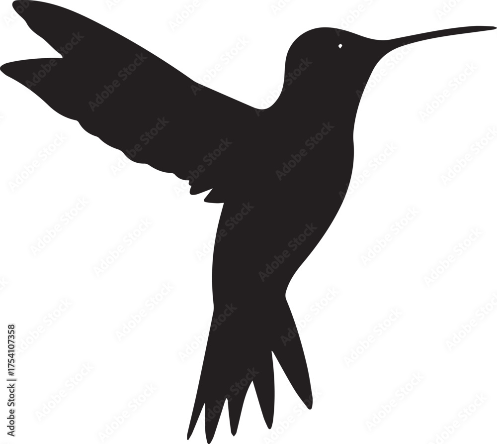 Obraz premium Hummingbird silhouette vector, black and white silhouette vector illustration