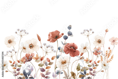 Watercolor flowers background vector for design.
