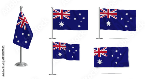 Collection of Australian Flags Displayed in Various Formats.