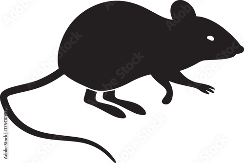 Rat silhouette vector, black and white silhouette vector illustration