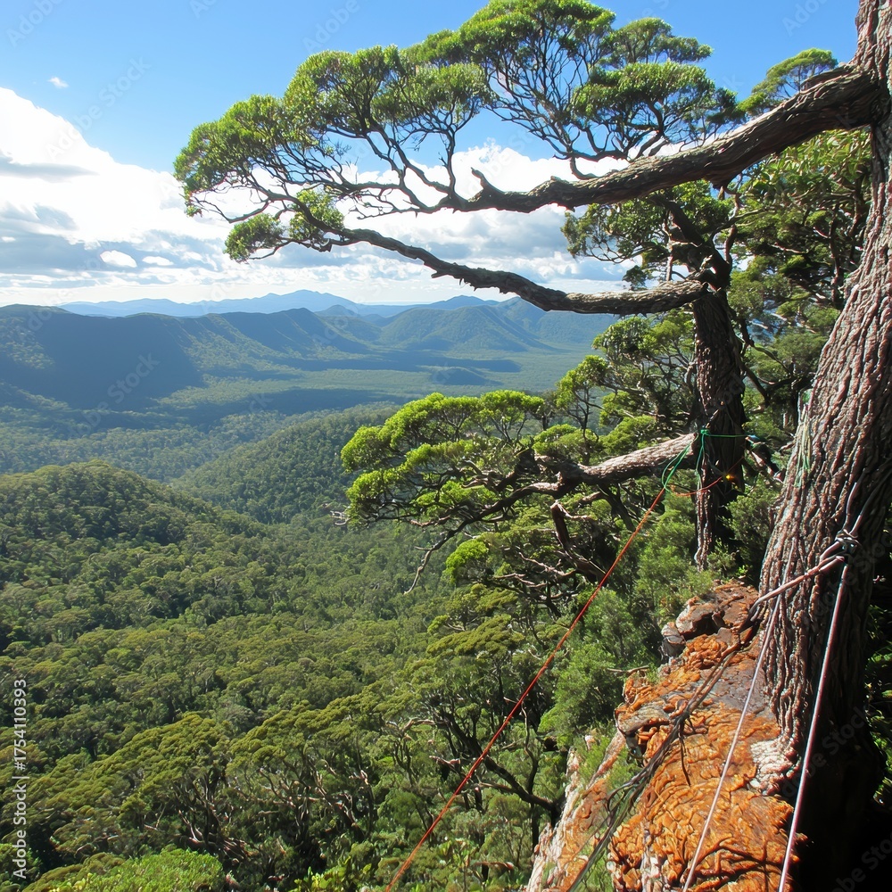 Obraz premium Panoramic View from a Mountaintop Cliff.