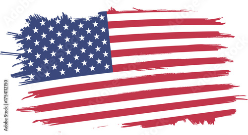 Distressed American Flag Grunge Style.