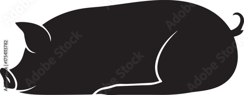 Pig silhouette vector, black and white silhouette vector illustration