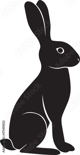 Rabbit silhouette vector, black and white silhouette vector illustration