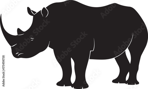 Rhino silhouette vector, black and white silhouette vector illustration