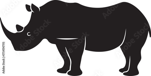 Rhino silhouette vector, black and white silhouette vector illustration