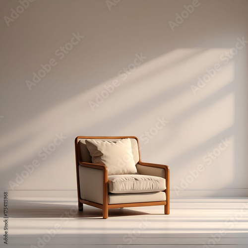 Comfortable modern living room interior design with luxury leather sofa and chair furniture against a simple wall