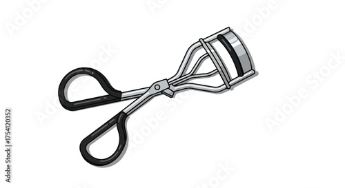 Isolated eyelash curler illustration for cosmetic beauty tools and fashion industry representation highlighting accessory makeup preparation and