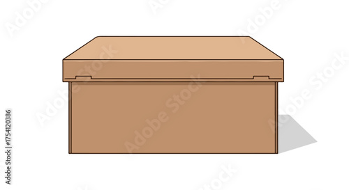 Isolated illustrative cardboard box offering secure storage and shipping, ideal for relocation and organizational needs within a residential or