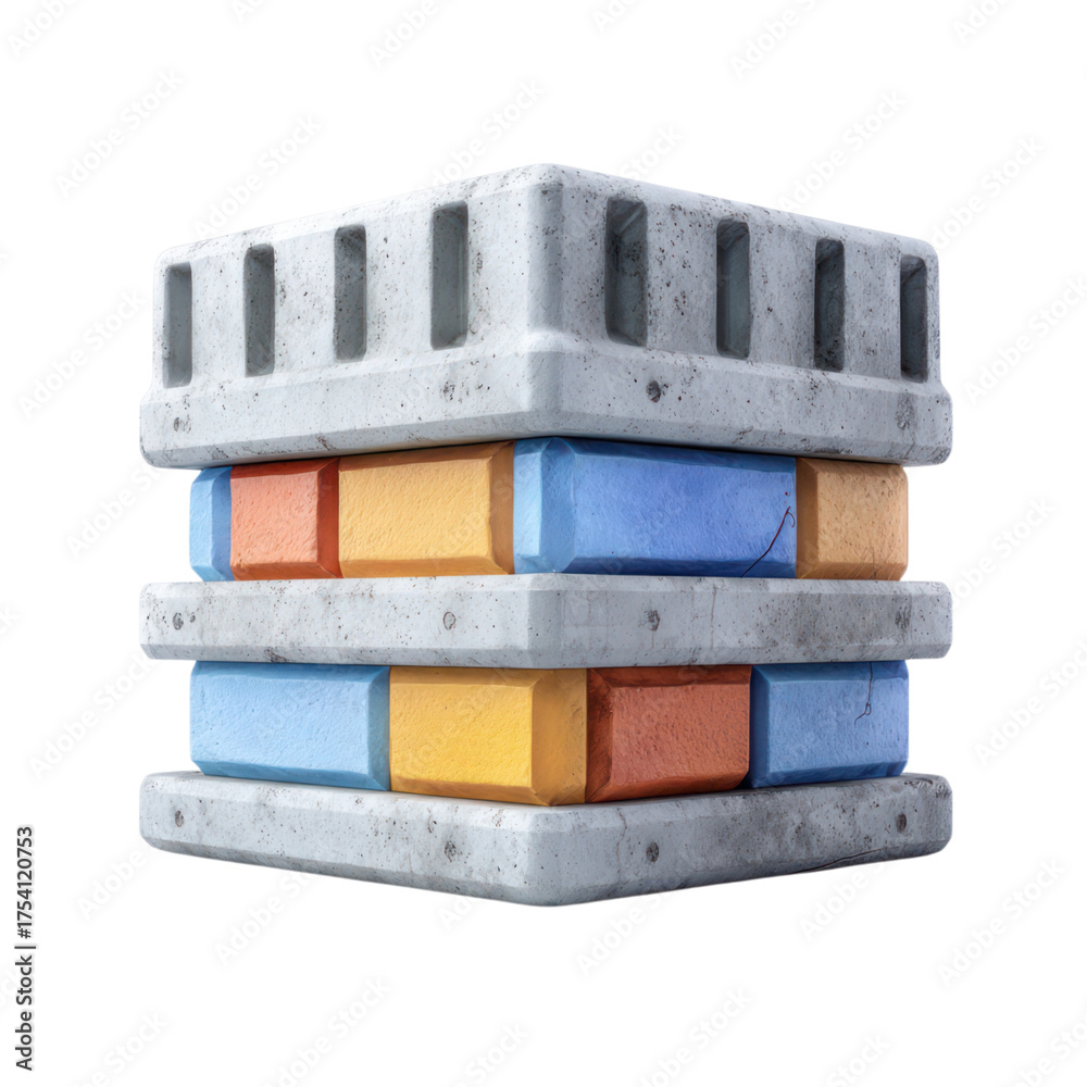 Naklejka premium Block Structure Cube Design 3D Render.