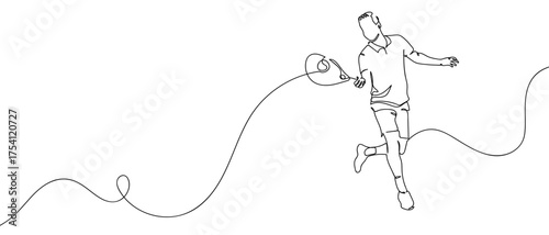 Male tennis player continuous hand drawn doodle line art vector illustration. Editable strokes.