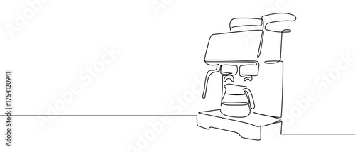 Coffee maker Americano continuous hand drawn doodle line art vector, stroke can be edited.