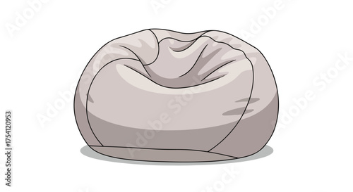 Cozy Comfort: Isolated Bean Bag Illustration Against a Clean, Crisp White Backdrop, Perfect for Relaxation and Decor