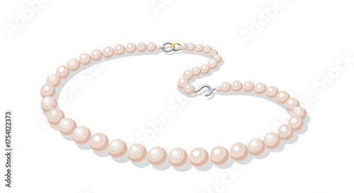 Elegant pearl necklace vector illustration, depicting luxury and timeless style on an isolated white background for jewelry design applications