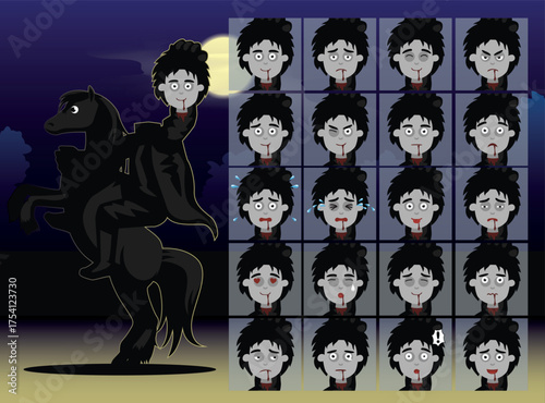 Headless Horseman Cartoon Emotion faces Vector Illustration