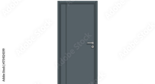Minimalist gray door with steel handle against a bright background showcasing architectural design and interior detail, clean lines and neutral