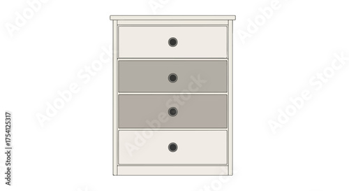 Elegant four-drawer chest with two-tone color scheme presents a contemporary storage solution, showcasing minimalistic design and practicality