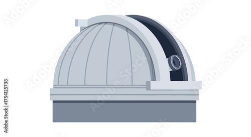 Stylized Observatory Building for Astronomical Research and Scientific Observation Facility Exploration Illustration