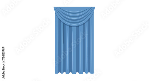 Sophisticated draped blue curtains vector illustration with a smooth texture and elegant folds for window coverings and decorative accents