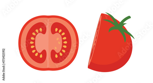 Vibrant tomato halves illustration offering a fresh and appetizing look highlighting culinary possibilities and healthy lifestyle choices